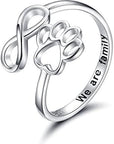 Unique Paw & Heart Ring | Adjustable 925 Sterling Silver | Pet Lover Jewelry | Meaningful Gift 10