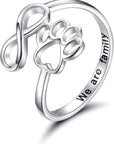 Unique Paw & Heart Ring | Adjustable 925 Sterling Silver | Pet Lover Jewelry | Meaningful Gift 3