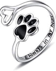 Unique Paw & Heart Ring | Adjustable 925 Sterling Silver | Pet Lover Jewelry | Meaningful Gift 9