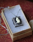 Vintage Cat Book Pendant Necklace | Alloy 1