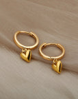 Vintage Heart Drop Earrings | Gold 3