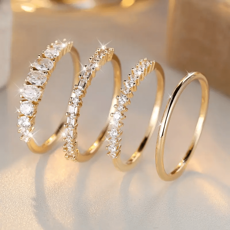 14k Golden Zirconia Stacking Rings | Gold 0