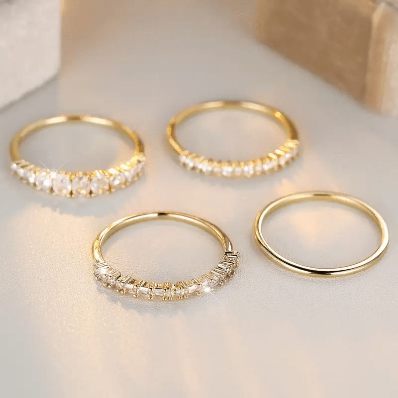 14k Golden Zirconia Stacking Rings | Gold 2