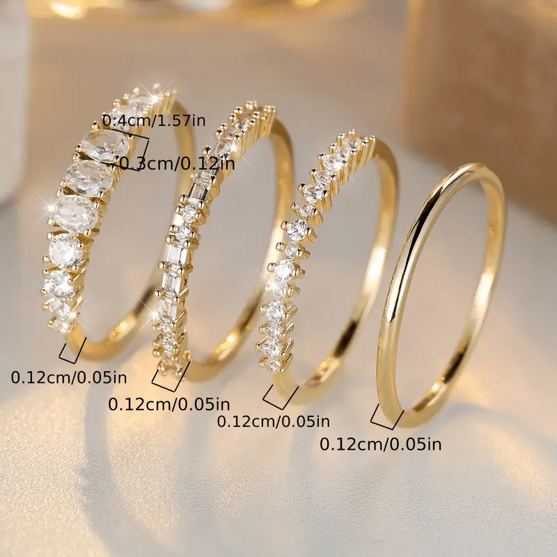 14k Golden Zirconia Stacking Rings | Gold 3