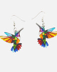Acrylic Hummingbird Dangle Earrings | Colorful Bird Jewelry | Unique Statement Accessories 1