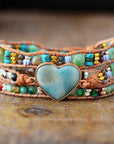 Amazonite Love Protection Wrap Bracelet | Genuine Leather 0