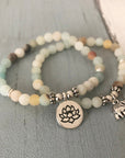Amazonite Mala Bead Bracelet Set | Natural Stone 3