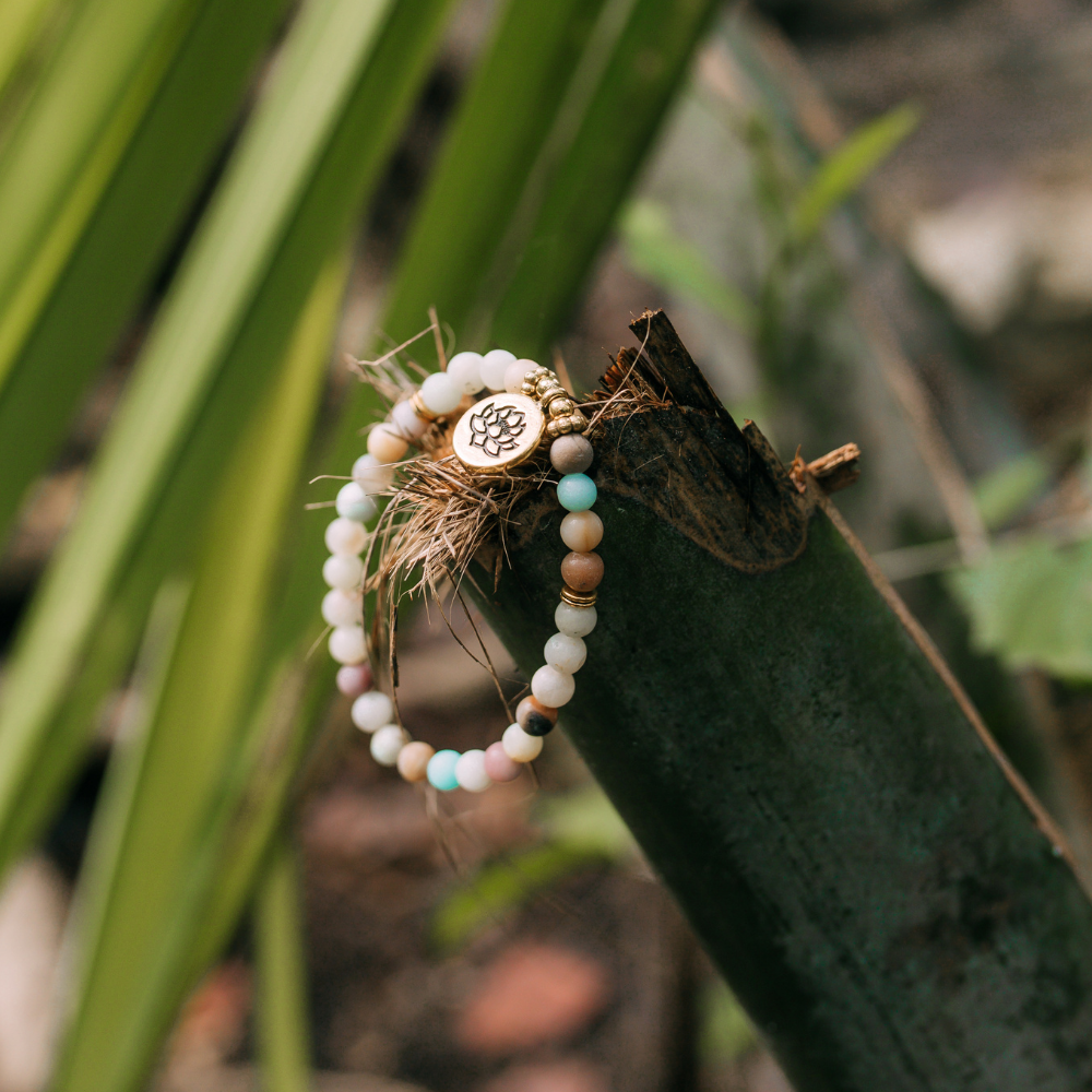 Amazonite Mala Bead Bracelet Set | Natural Stone 7