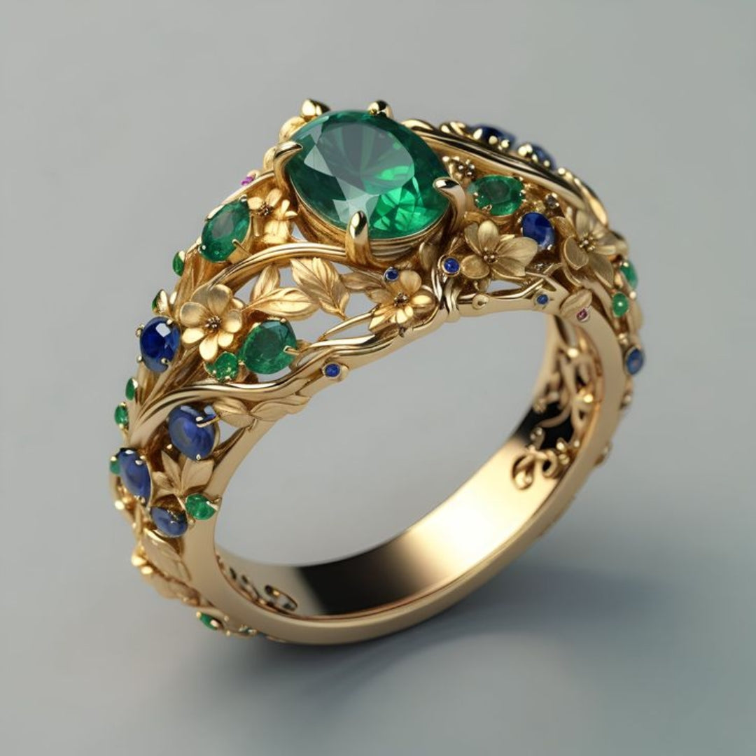 Amelia Emerald and Sapphire Ring | Gold 0