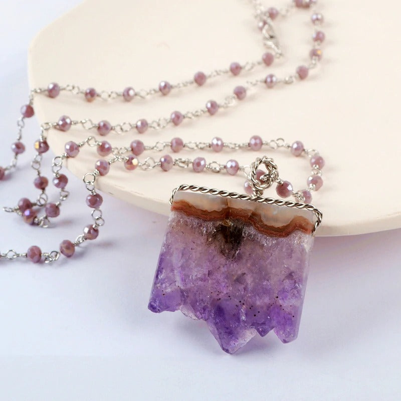 Amethyst Druzy Necklace | Tibetan Silver 2