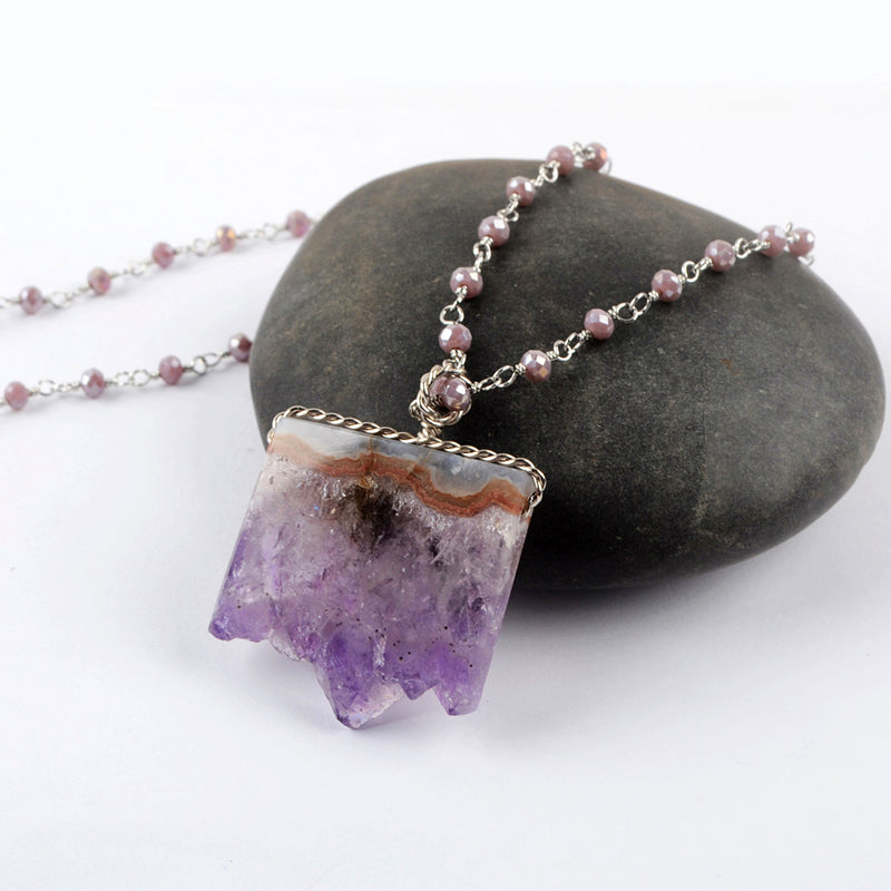 Amethyst Druzy Necklace | Tibetan Silver 3