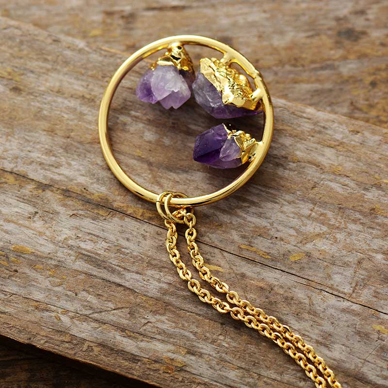 Amethyst Pendant Necklace | Gold Plated Zinc Alloy 2