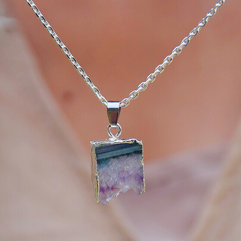 Amethyst Pendant Necklace | Stainless Steel 0