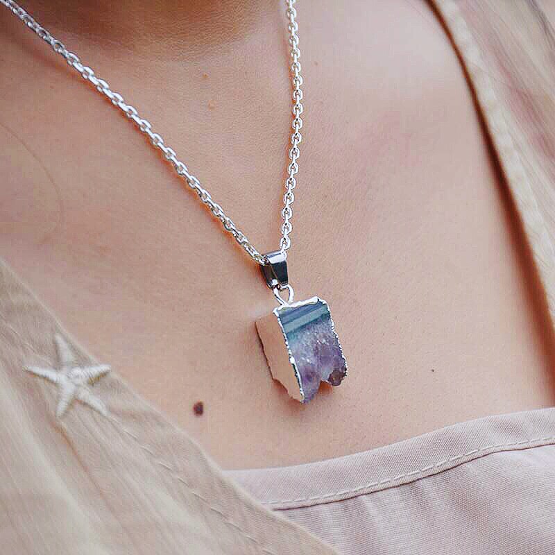 Amethyst Pendant Necklace | Stainless Steel 2