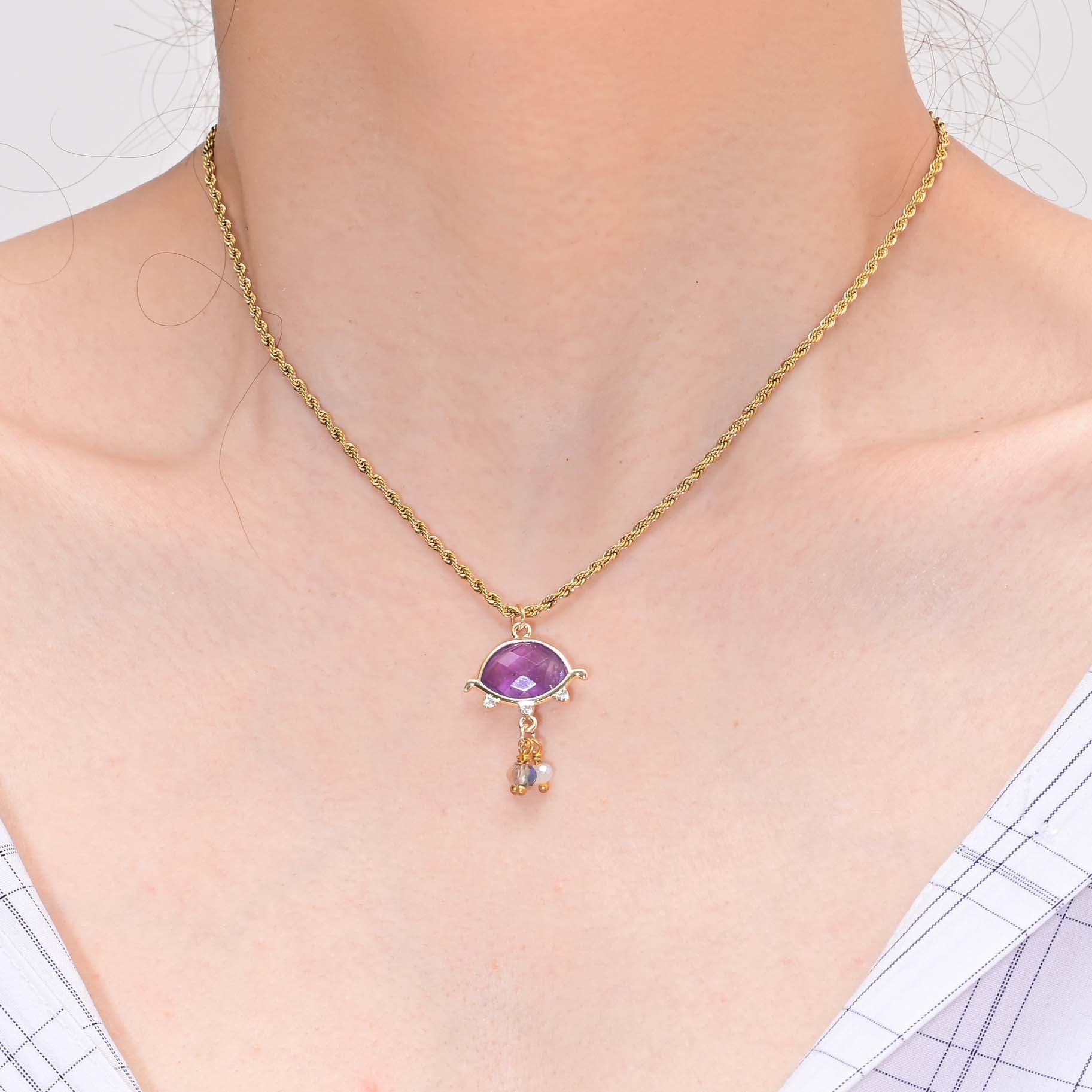 Amethyst Serenity Necklace | Stainless Steel 1