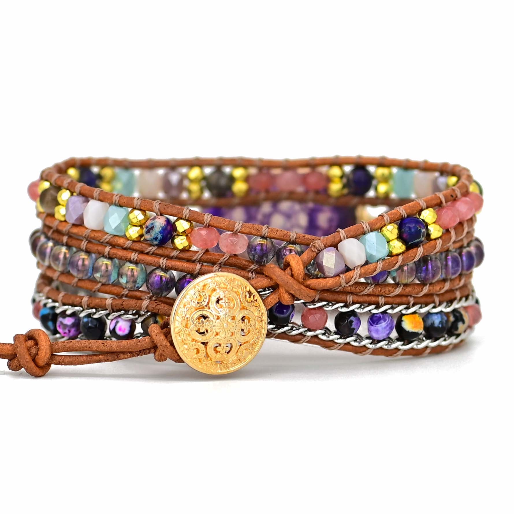 Amethyst Wrap Bracelet | Genuine Leather 3