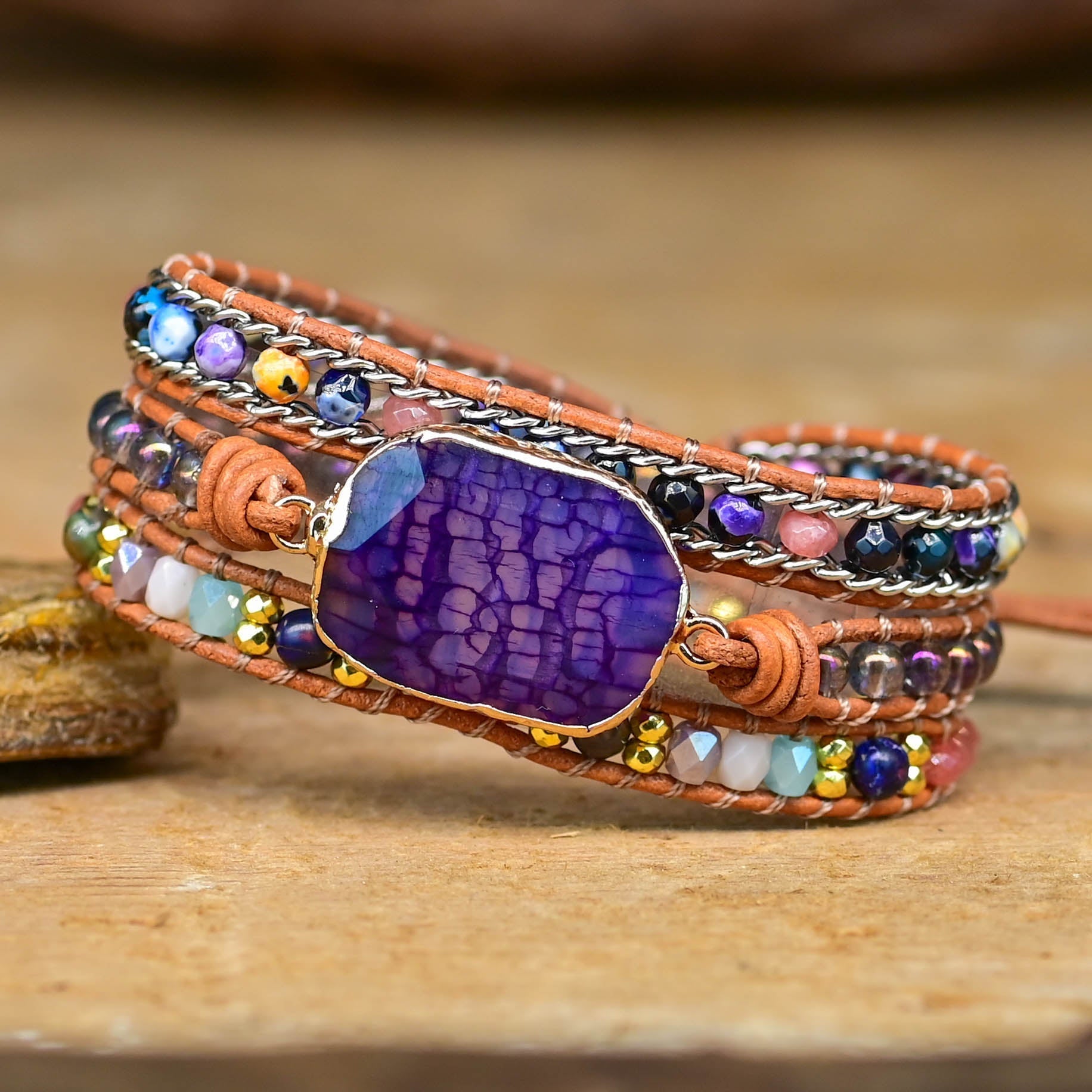 Amethyst Wrap Bracelet | Genuine Leather 4
