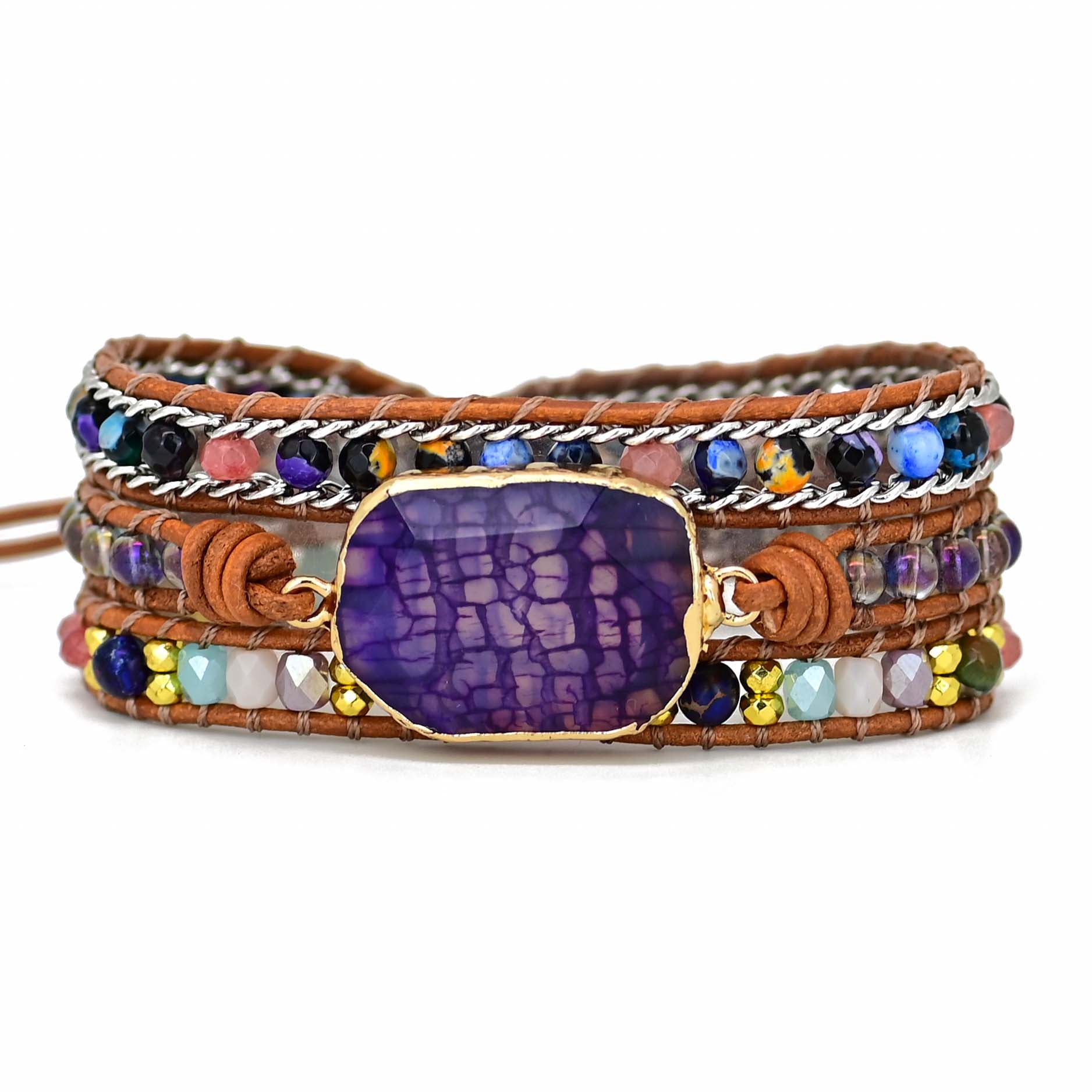 Amethyst Wrap Bracelet | Genuine Leather 5