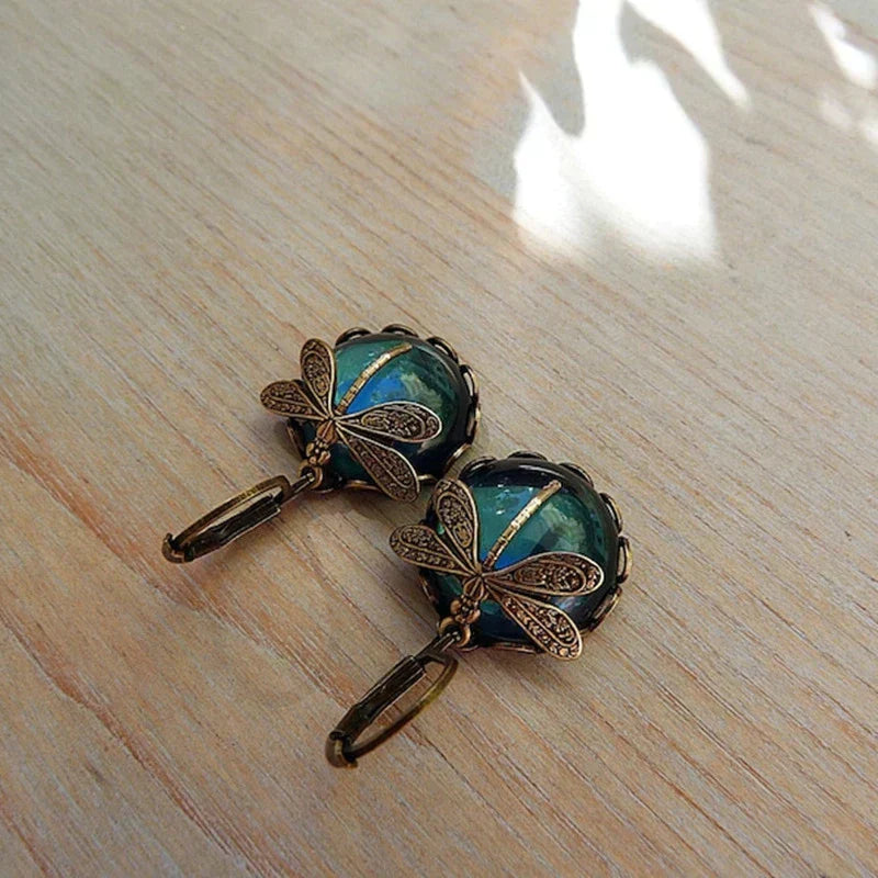 Antique Gold Dragonfly Earrings | Antique-Colored Metal 2