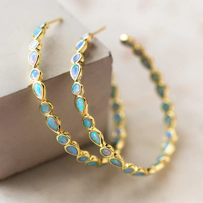 Antique Golden Circle Opal Earrings | Gold 0