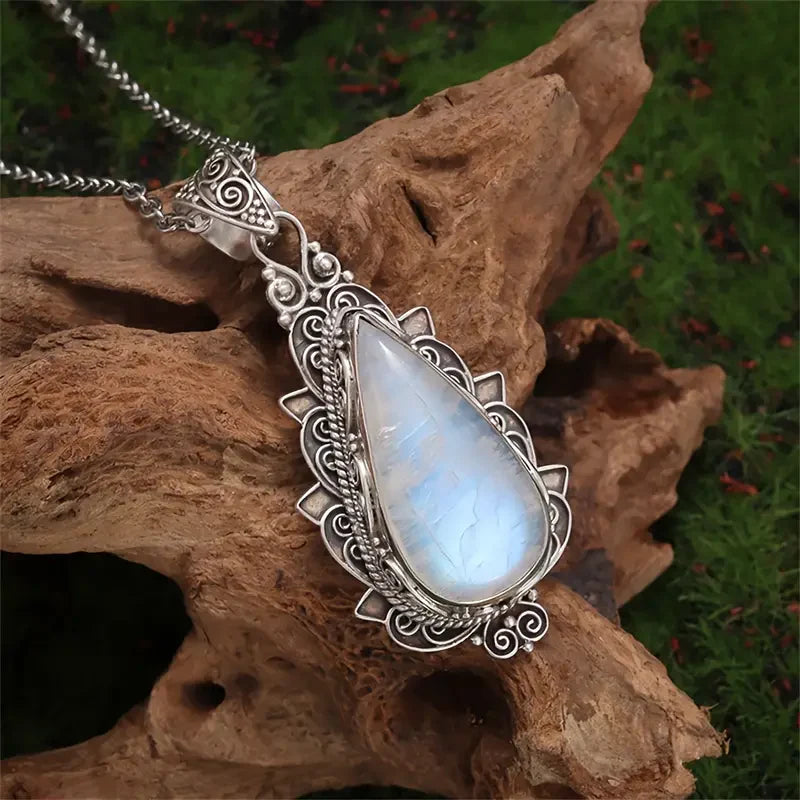 Antique Moonstone Drop Necklace | Gold 0