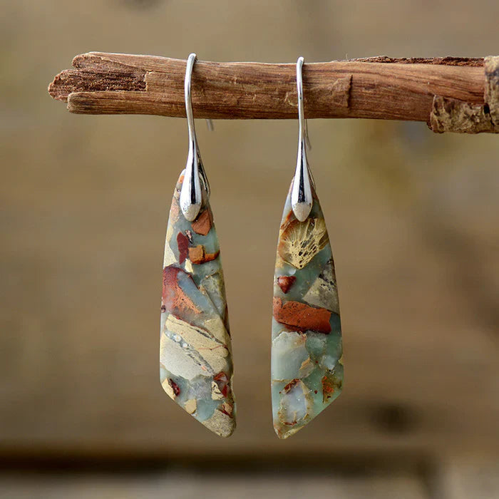 Antique Nature Stone Earrings | Gold 0