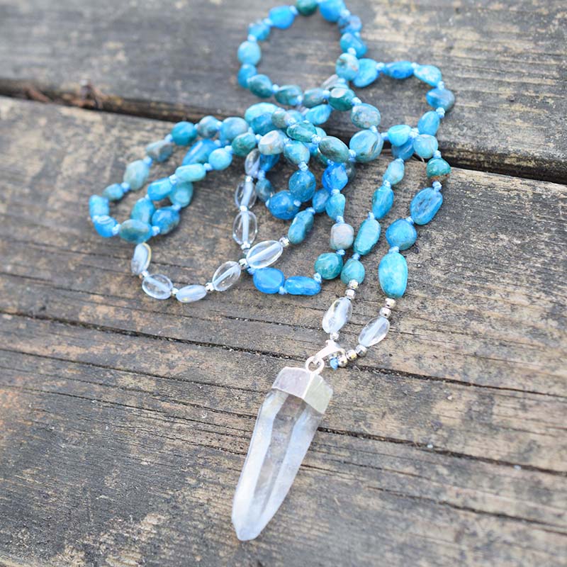Apatite and Quartz Crystal Necklace | Natural Gemstones 0