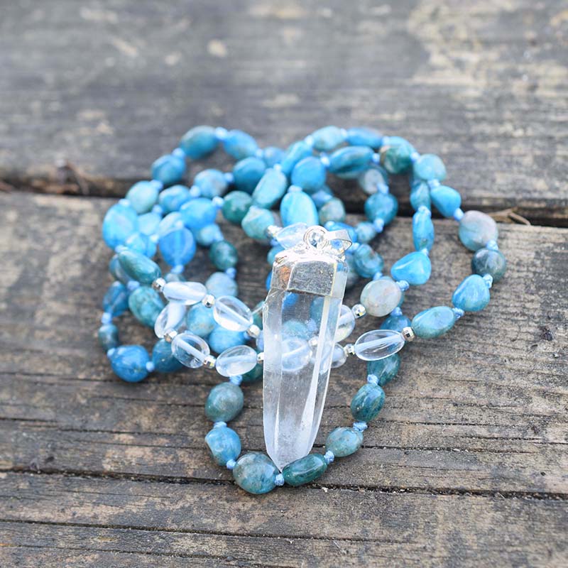 Apatite and Quartz Crystal Necklace | Natural Gemstones 1