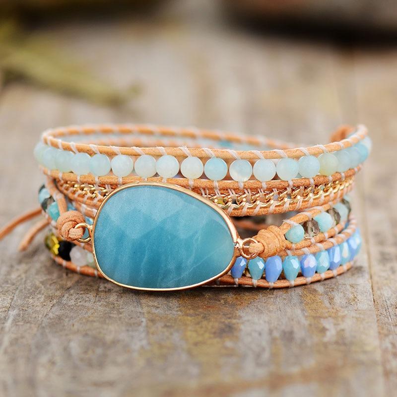 Aqua Amazonite Wrap Bracelet | Natural Stones 0