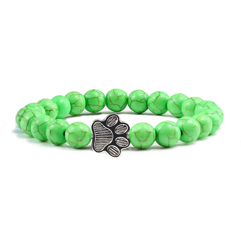 Beaded Paw Bracelet | Natural Stone 8