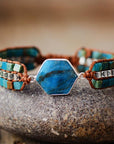 Blue Apatite Hexagon Bracelet | Zinc Alloy 0