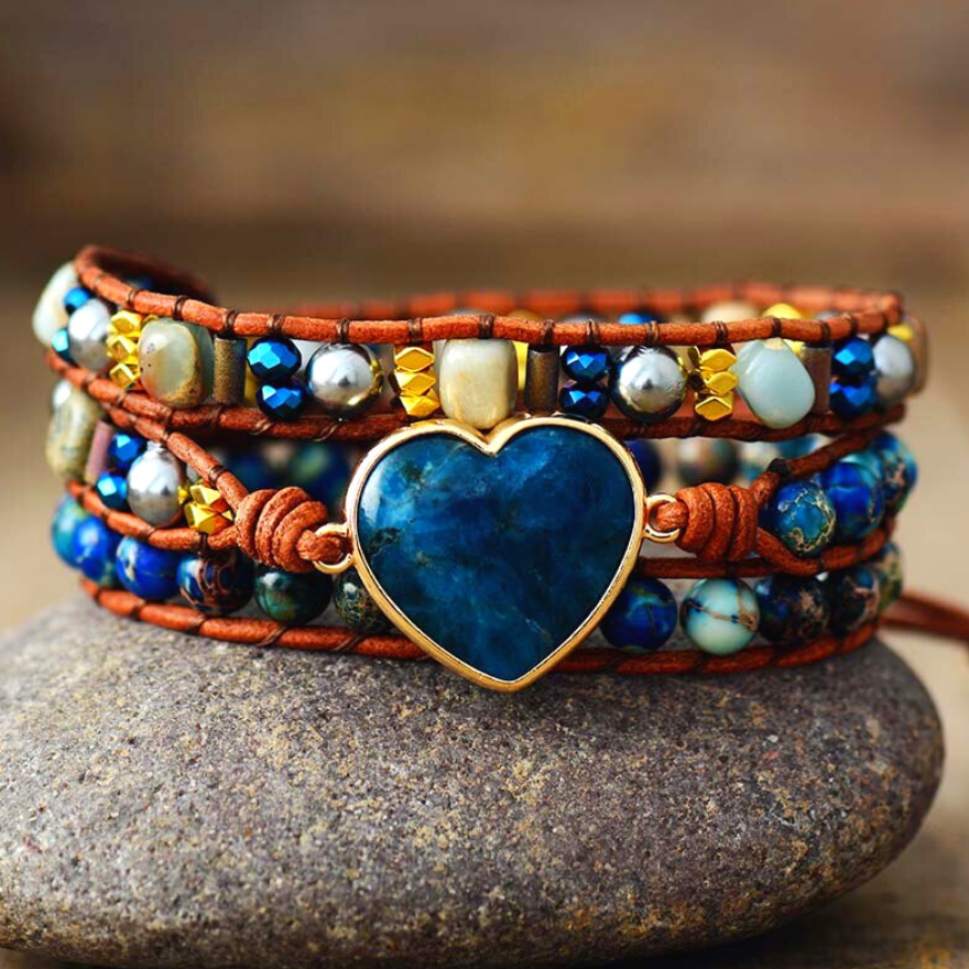 Blue Apatite Protection Bracelet | Leather 0