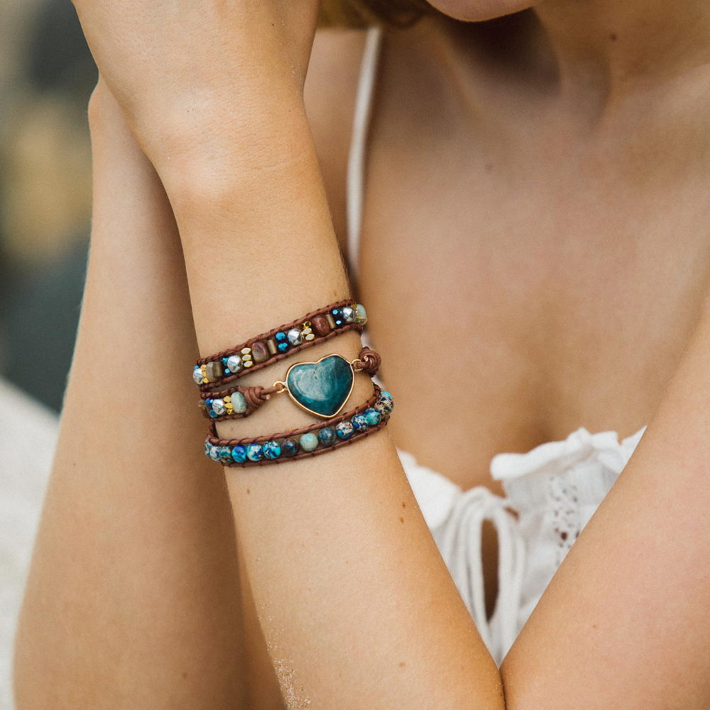Blue Apatite Protection Bracelet | Leather 1