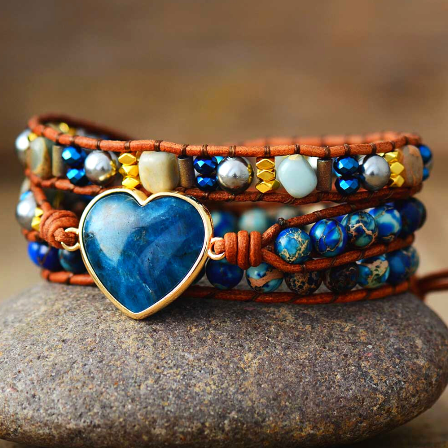 Blue Apatite Protection Bracelet | Leather 2
