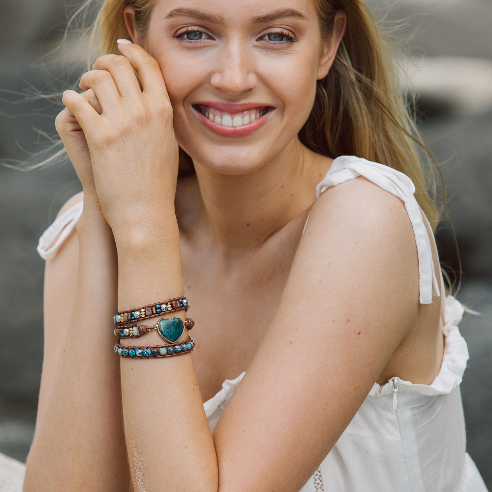 Blue Apatite Protection Bracelet | Leather 3