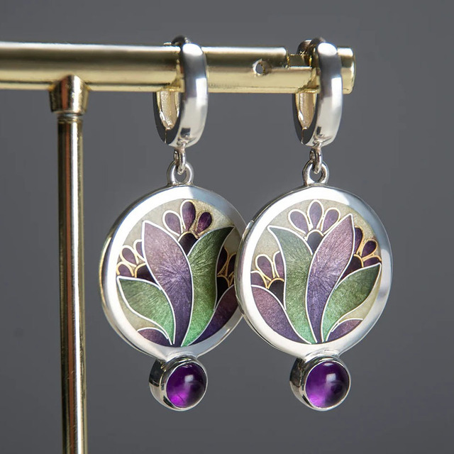 Bohemian Purple Crystal Earrings | Crystal 0