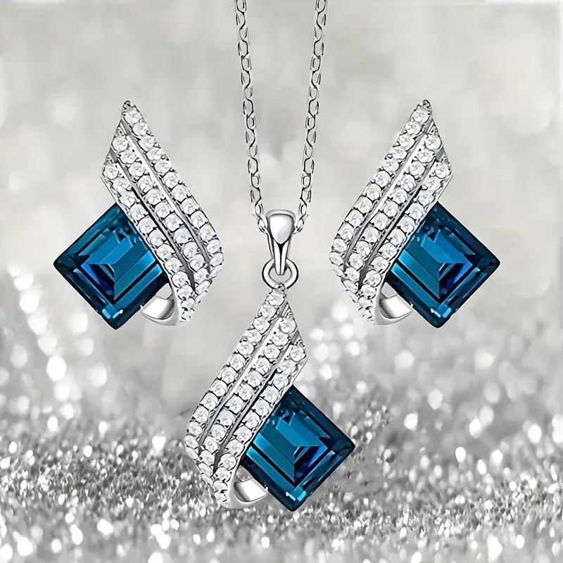 Brienne Solazure Necklace and Earring Set | White Gold 0