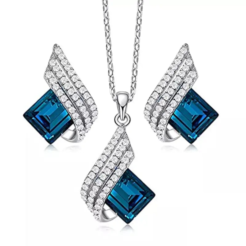 Brienne Solazure Necklace and Earring Set | White Gold 1