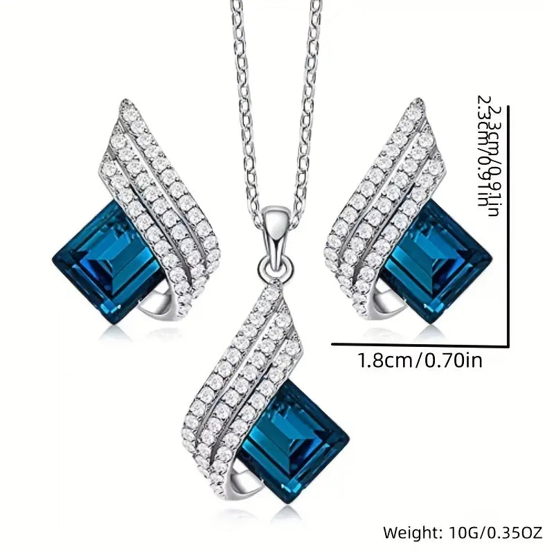 Brienne Solazure Necklace and Earring Set | White Gold 5