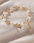 Butterfly Beaded Stretch Bracelet | Zinc Alloy 2