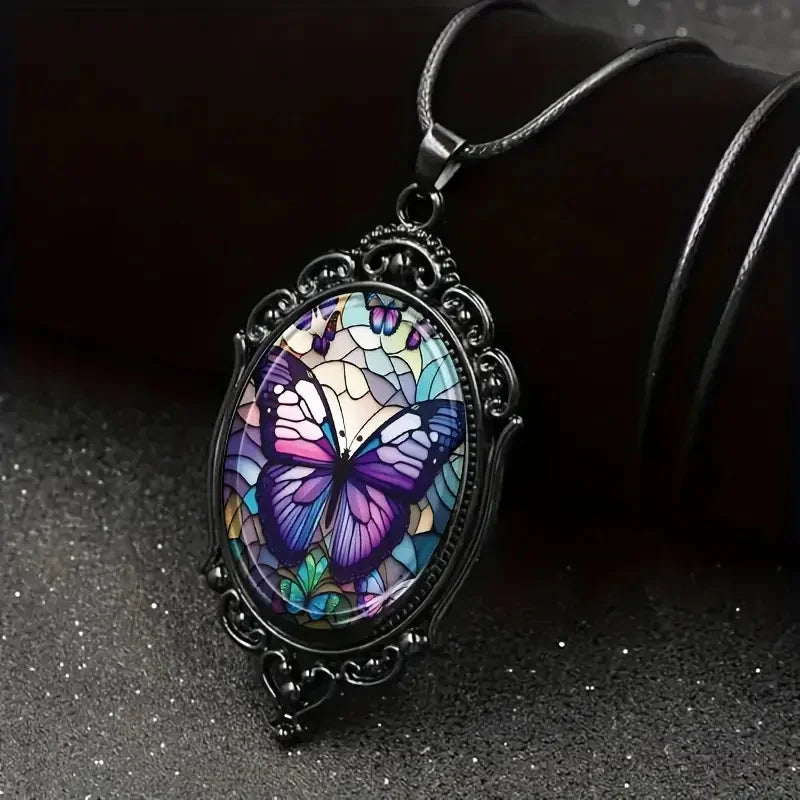 Butterfly Pendant Necklace | Purple Crystal 1