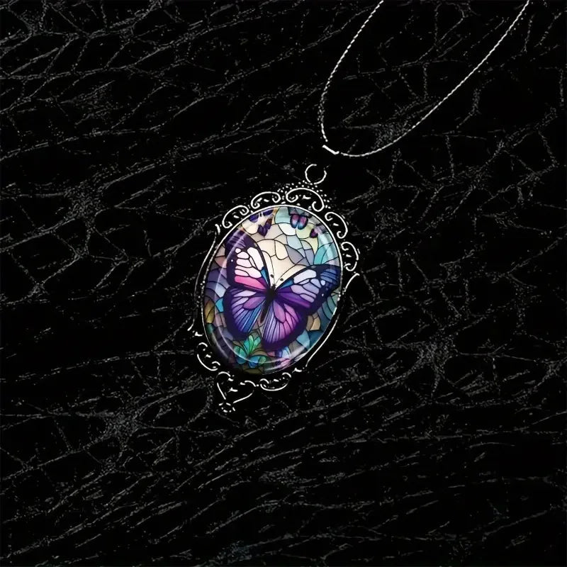 Butterfly Pendant Necklace | Purple Crystal 2