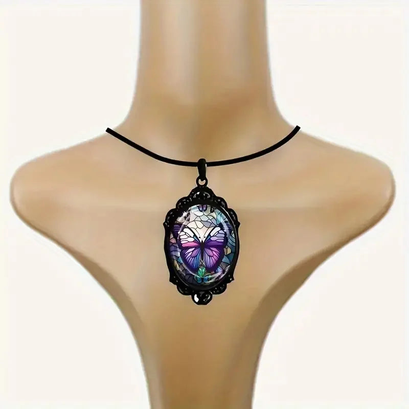 Butterfly Pendant Necklace | Purple Crystal 4