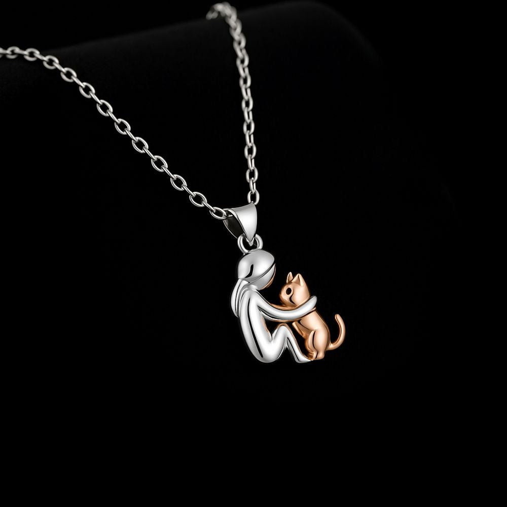 Cat Hug Pendant Necklace Set | Sterling Silver 2