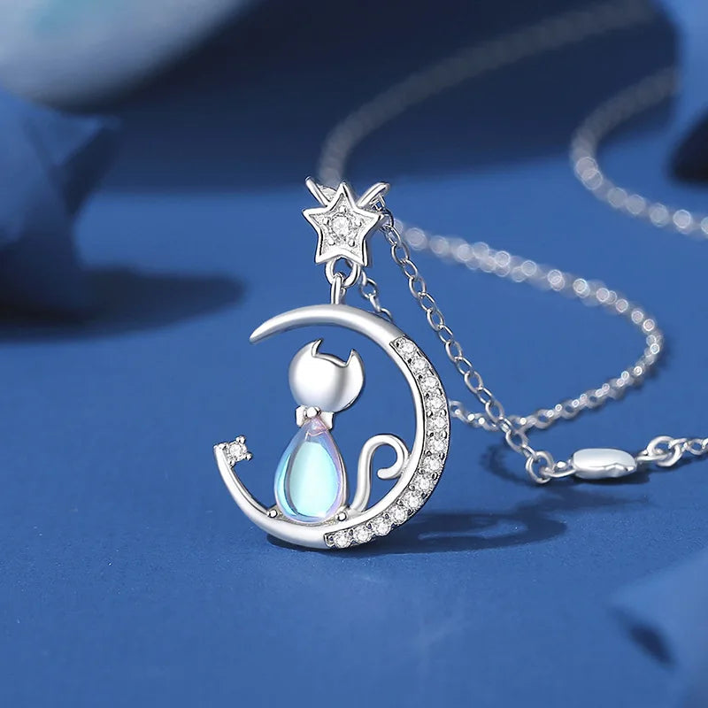 Cat Moon Necklace | Sterling Silver 0