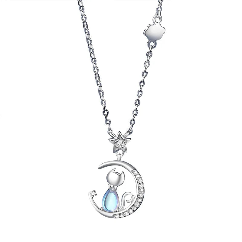 Cat Moon Necklace | Sterling Silver 4