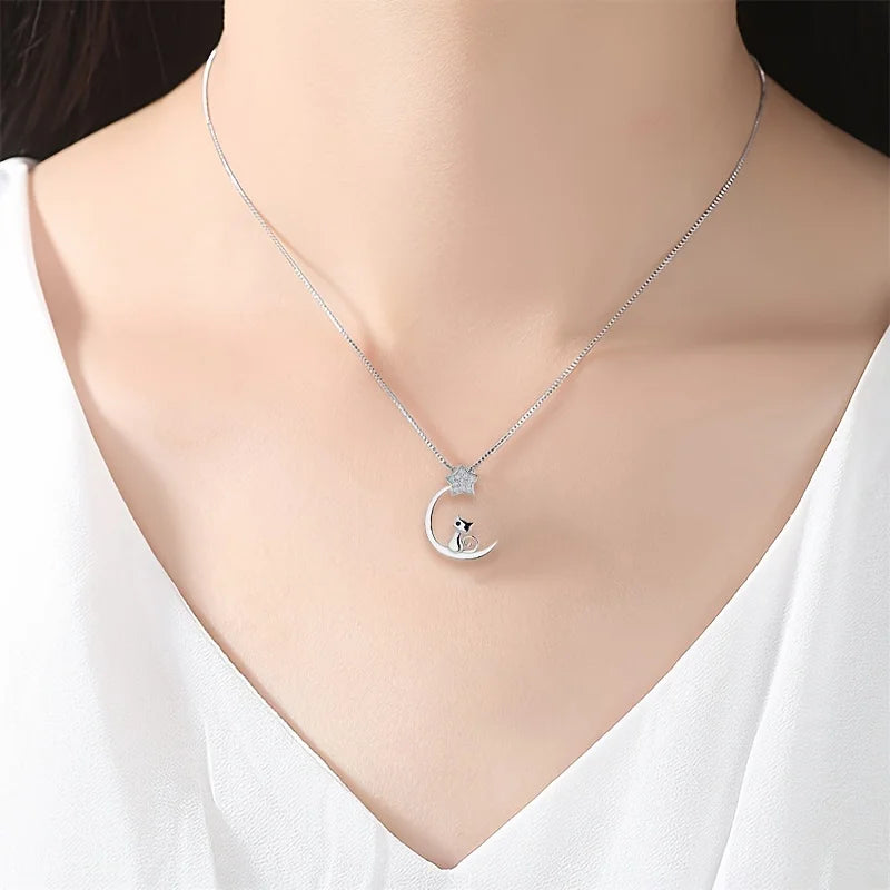 Celestial Cat Necklace | Sterling Silver 3