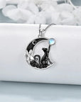 Celestial Cat Pendant Necklace | Alloy and Crystal 0