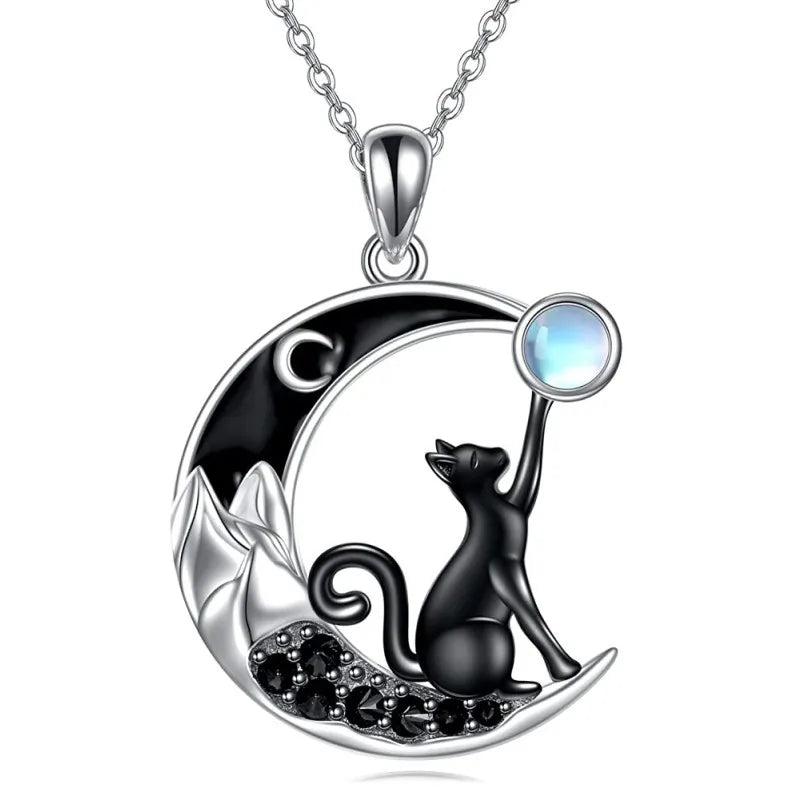 Celestial Cat Pendant Necklace | Alloy and Crystal 1