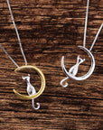 Celestial Cat | Elegant Cat Necklace | Crescent Moon Jewelry | Whimsical Accessories 1